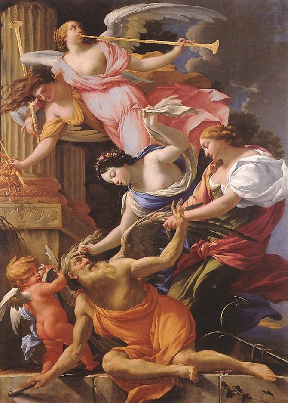 Simon Vouet Saturn, Conquered by Amor, Venus and Hope France oil painting art